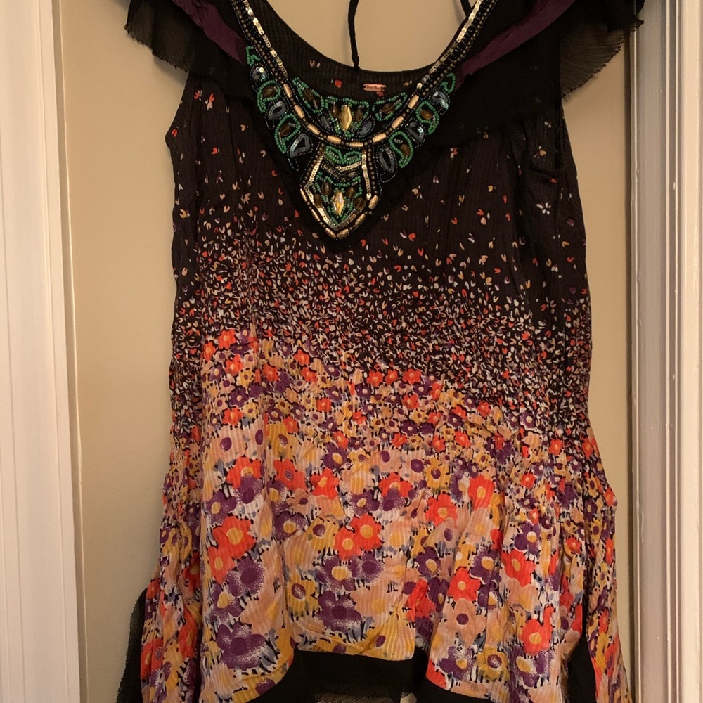 Free People Vintage Boho Top W Sequins and Jewels - Picture 3 of 8